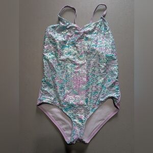 Wonder Nation Kids Swim One Piece - Purple and Blue Scales